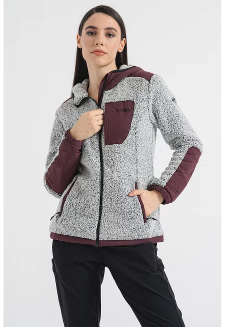 Трекинг худи от полар Arctic Crest™ с цип - Сив меланж/Тъмновиолетов