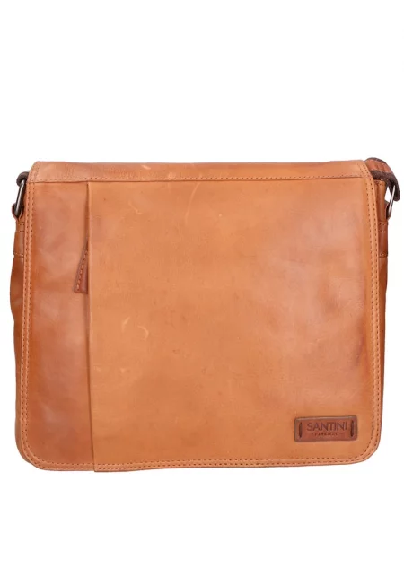 Унисекс кожена чанта 27271 - Коняк кафяв