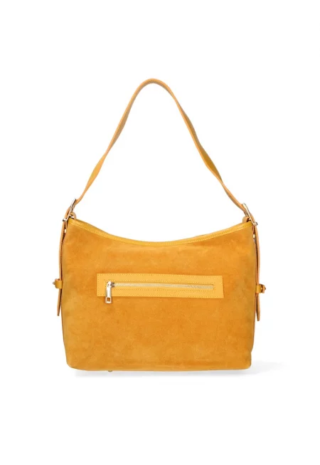 Велурена чанта за рамо Araminta Pro - Синапено жълто