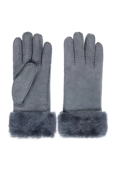 Велурени ръкавици с вълнена подплата - Tъмносив