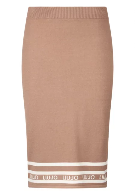 Вталена миди пола с лого - Бежов