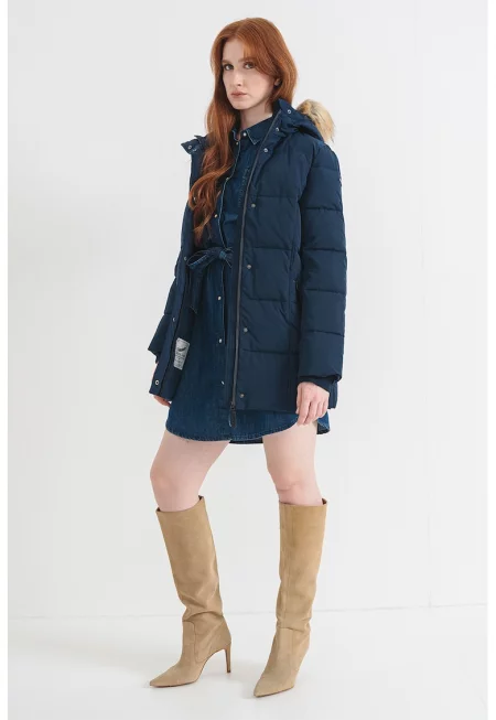 Зимно пухено яке Sarah - Тъмносин