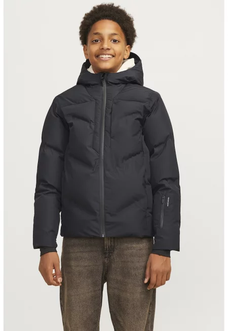 Зимно яке с качулка - Черен