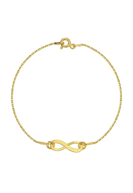 Златна гривна 585 - 14K с талисман Infinity - 19 CM