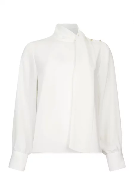 Блуза с шалче - Бял