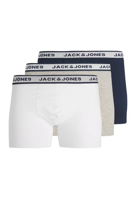 Боксерки с лого на талията - 3 чифта - Бял/Светлосив меланж