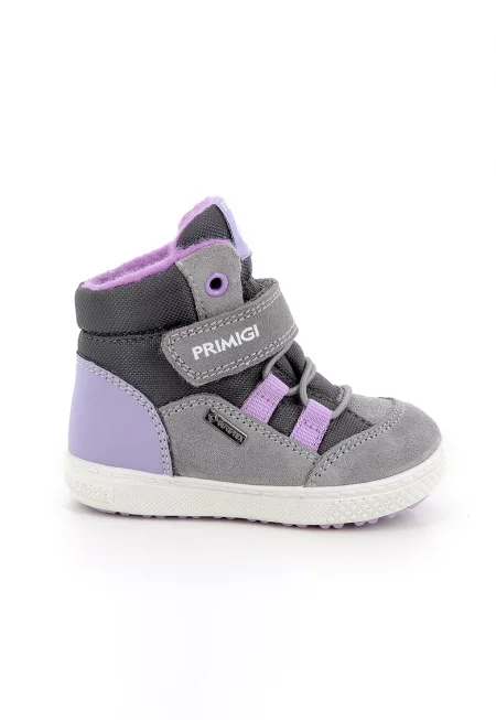 Боти с велкро и велур - Сив/Лилав