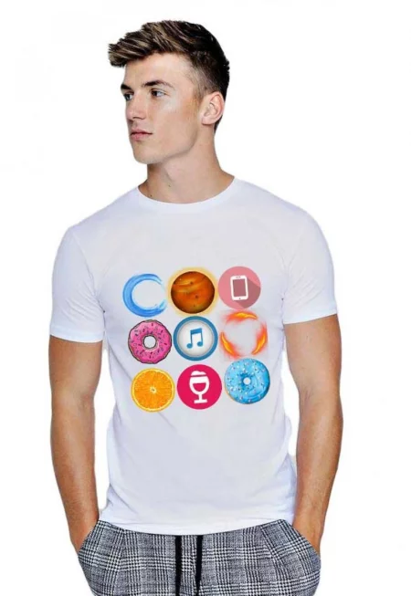 Бяла мъжка тениска - Кръг