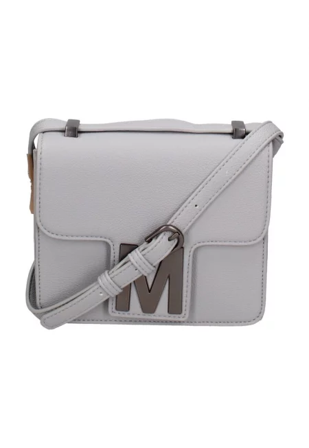 Чанта през рамо от еко кожа с лого - Светло сив