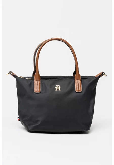 Чанта през рамо с лого - Черен/Кафяв