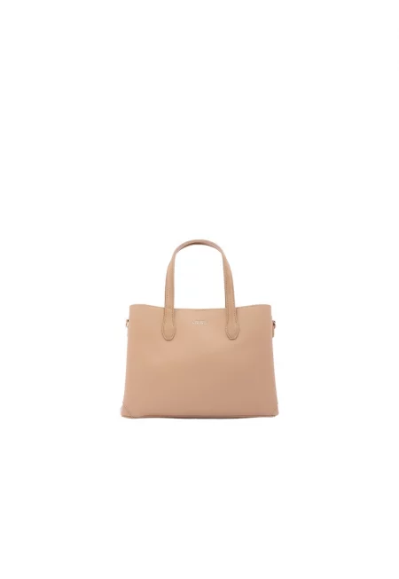 Чанта за рамо от еко кожа с отделяща се презрамка - Бежов