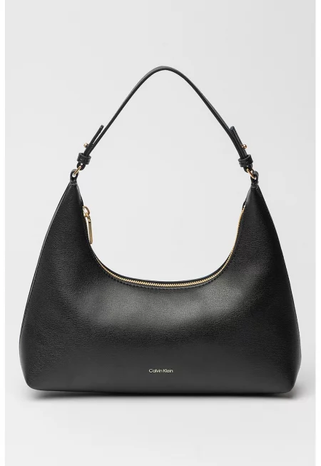 Чанта за рамо от еко кожа с отделяща се презрамка - Златист/Черен