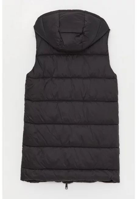 Дълъг подплатен елек с качулка