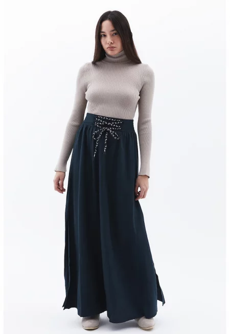 Дълга пола с памук - Тъмносин