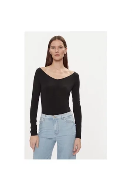 Дамска блуза -  303661151 - Модал/Полиамид/Еластан - Черна - Черен