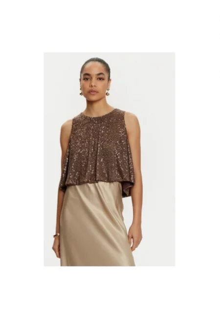 Дамска блуза -  305038500 - Полиестер - Кафяв - Кафяв