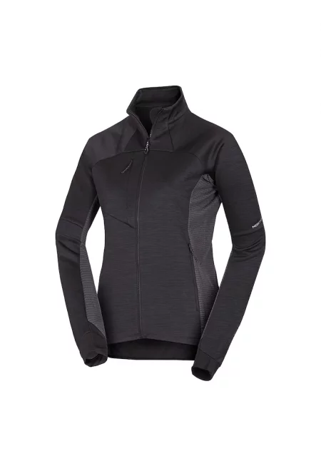 Дамска спортна блуза  Jaclyn S - меланжиран полар - черна - 100% полиестер