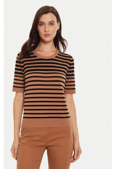 Дамски пуловер -  304280184 - Вискоза/Полиестер - Кафяв - Кафяв