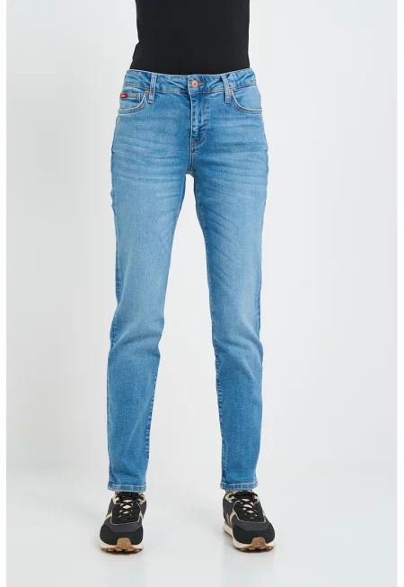 Дънки с памук със стандартна кройка - Светлосин