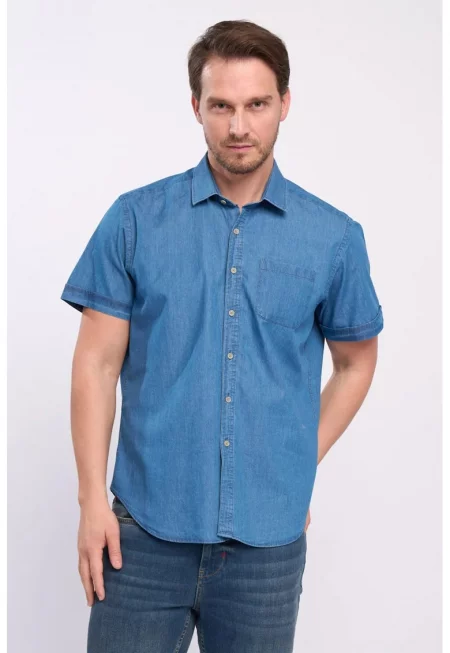 Дънкова риза с джоб на гърдите