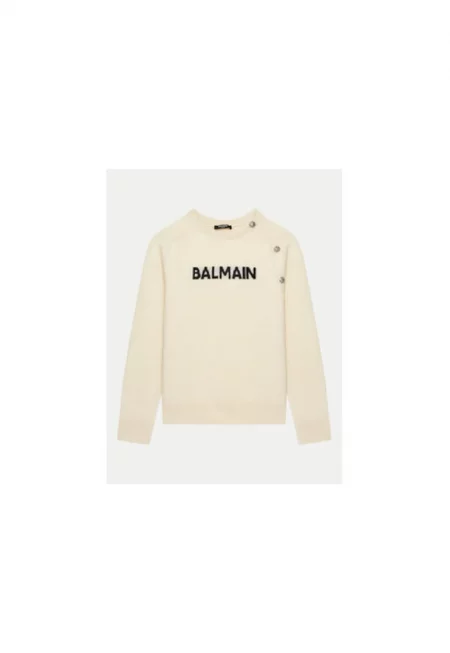 Детски пуловер -  бежов - 64% вълна - 36% полиамид