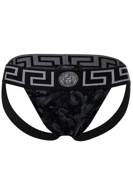 Джокстрап с лого - Черен/Сив