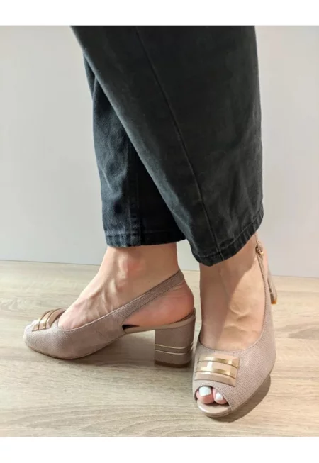 Елегантни сандали - дамски  360063C 03-I - Бежов - Велур - Принт - Бежов