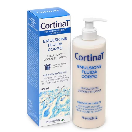 Емулсия за тяло с хиалуронова киселина + пребиотици – За суха и чувствителна кожа, CortinaT, 400 ml