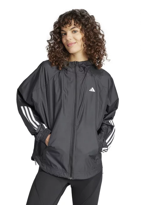 Фитнес яке с качулка - Бял/Черен