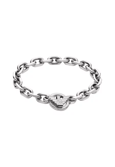 Гривна от неръждаема стомана с детайл с монограм - Сребрист