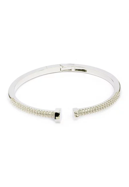 Гривна с кристали - Сребрист/Прозрачен