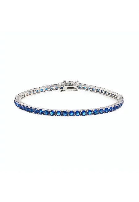 Гривна Tennis  Blue - 2мм - 18 см - Сребро 925