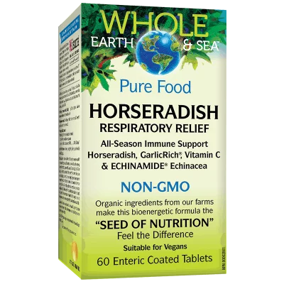 Хрян комплекс за здрави бели дробове, бронхи и синуси - Horseradish Respiratory Relief, 60 таблетки за 2 месеца прием