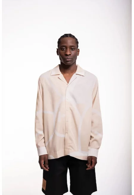 Извънгабаритна риза с дълъг ръкав - Бежов