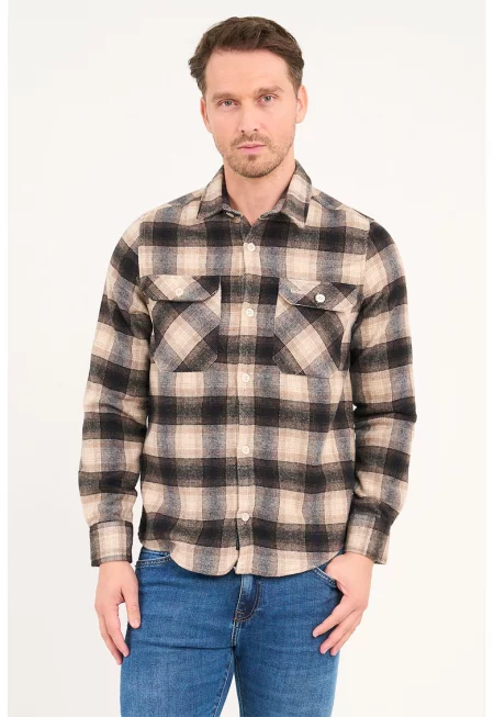 Карирана риза с джобове с капаче