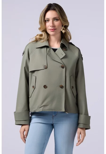 Къс двуреден тренч - Зелени аспержи