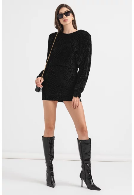 Къса рокля с гол гръб - Черен