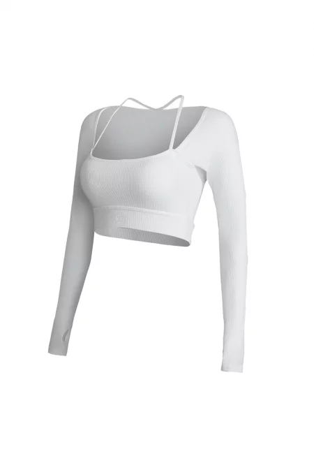 Къса спортна блуза Club Level - Бял