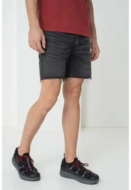 Къси дънки с незавършен край - Антрацитно сиво