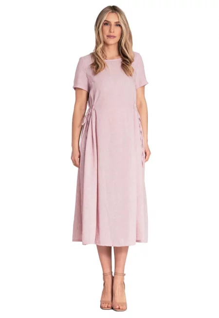 Коктейлна рокля -  розово - полиестер - Един размер