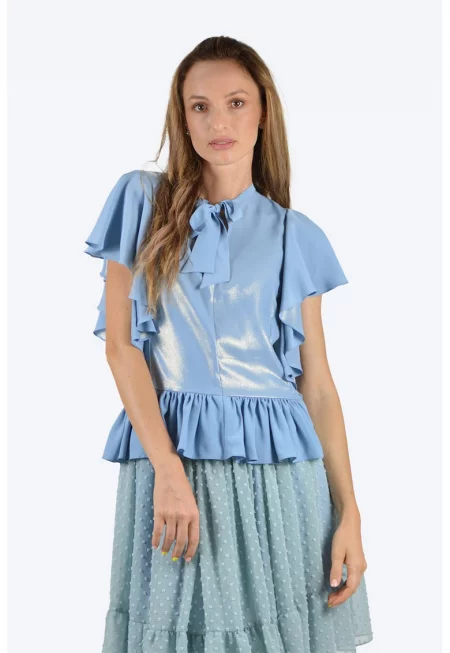 Копринена блуза с метализиран ефект - Лавандула