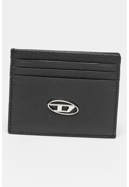 Кожен калъф за карти Johnny с лого - Черен