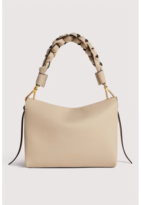 Кожена чанта Boheme Grana с релефна дръжка - Бежов