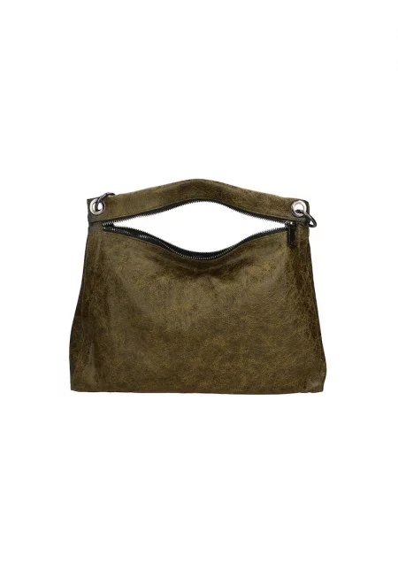 Кожена чанта със състарен ефект - Зелен