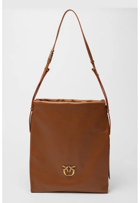 Кожена чанта за рамо Slouchy - Карамел