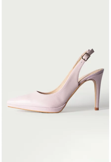 Кожени обувки с остър връх - Светлолилав