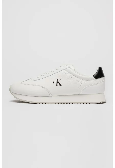 Кожени спортни обувки с еко кожа - Бял/Черен