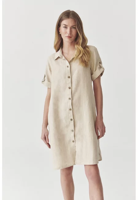 Ленена рокля тип риза Zalwa - Крем