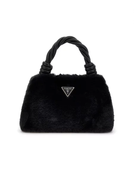 Мъхеста чанта с усукани дръжки