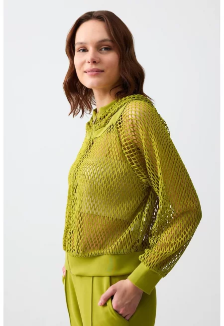 Мрежесто яке с ефирен дизайн - Лайм зелено